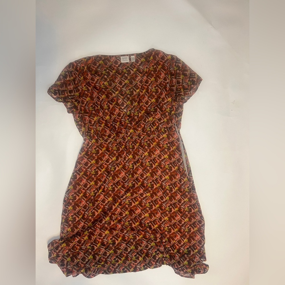 Esprit Red and Yellow Patterned Mini Dress